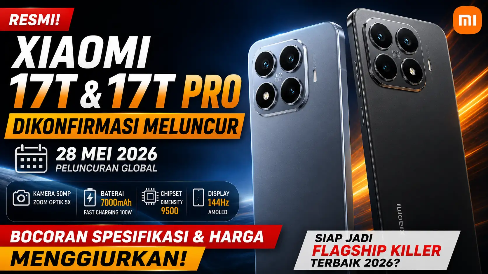 Xiaomi 17T dan 17T Pro Dikonfirmasi Meluncur 28 Mei 2026, Bocoran Spesifikasi dan Harga Menggiurkan